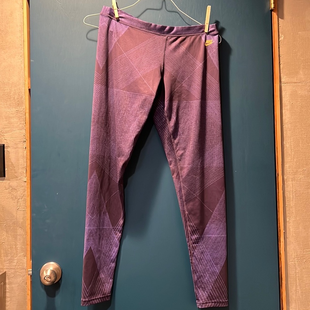 Nike crosshatch purple running leggings